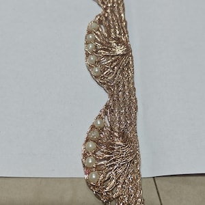 Bordure en dentelle nacrée or rose – 9 mètres | Bordure brodée Zari ondulée | Dentelle indienne pour robe, sari, travaux manuels, dupatta, bricolage