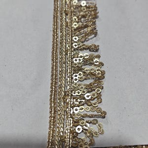 Gouden kant met lovertjes en kwastjes – 9 yards | Indiase franjes | Feestkledingrand voor Saree, Lehenga, Kurti, Craft & Decor