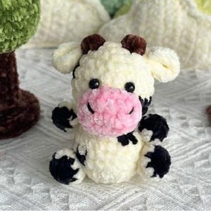 Kuh Häkelmuster, Amigurumi Schlüsselanhänger, Schlüsselanhänger Anhänger, Miniatur häkeln, digitaler Download 26625YP91