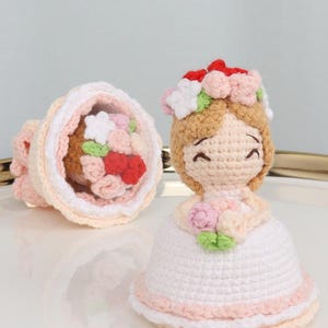 Reversible Flower Bouquet and Bride Amigurumi Wedding Crochet Pattern, Digital File, Gift For Her 21625YP50