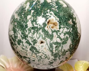 High-Grade Moss Agate Sphere | 5.5" | 3.9kg | Healing Crystal