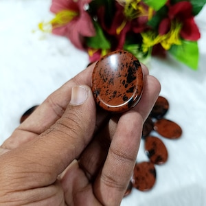 The Stone of Strength - Mahogany Obsidian Worry Stone | Root Chakra Crystal | Calming & Protective