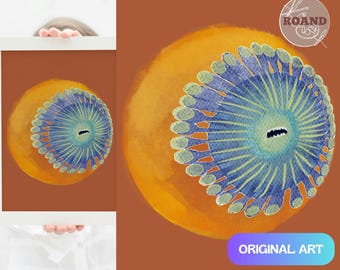 Conjunto de 2 ilustrações de vida marinha para decoração de parede com estilo costeiro moderno de meados do século XX, perfeitas para imprimir e ideal para galerias de arte.