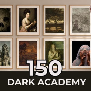 black picture frame Vintage Halloween Prints Bundle | Dark Academia Gothic Gallery Wall (Digital Download)