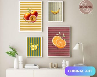 Decoração de cozinha com tema de dopamina, galeria de parede imprimível