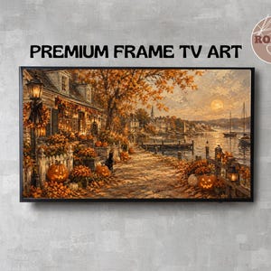 space saving decor Vintage Autumn Landscape Frame TV Art, Fall Forest Painting Digital Download