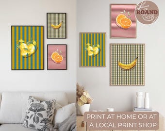 pôster retrô de frutas para imprimir