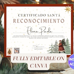 Editable Santa certificate Program Canva Template