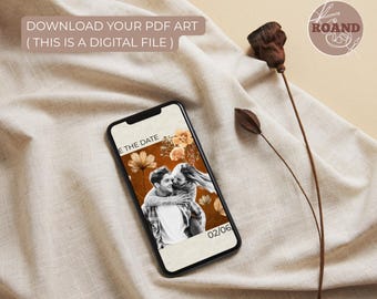 Cartão Save the Date Personalizado - Estilo Maximalista Eclético (Download Digital)