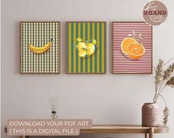 Arte de parede para cozinha com tema de frutas (para imprimir)