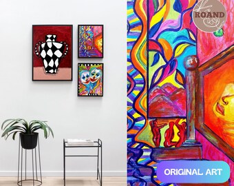 Conjunto de 3 peças coloridas para decoração de parede, perfeitas para imprimir e criar espaços de trabalho criativos, além de dar um toque vibrante ao seu quarto.