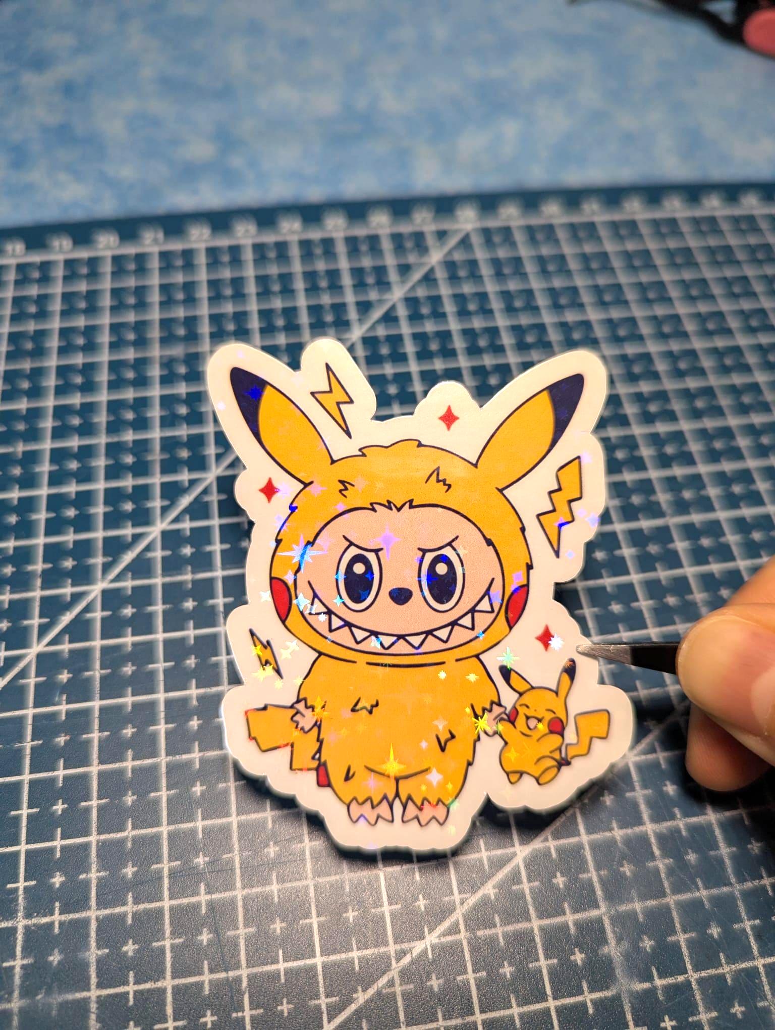 PokeLabubu Stickers - Star Holographic Laminated, 2 x 2.5 in