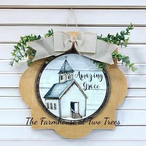 Church Interchangeable Door Hanger | Seasonal Door Hanger | Farmhouse Door Hanger | Ready to Ship