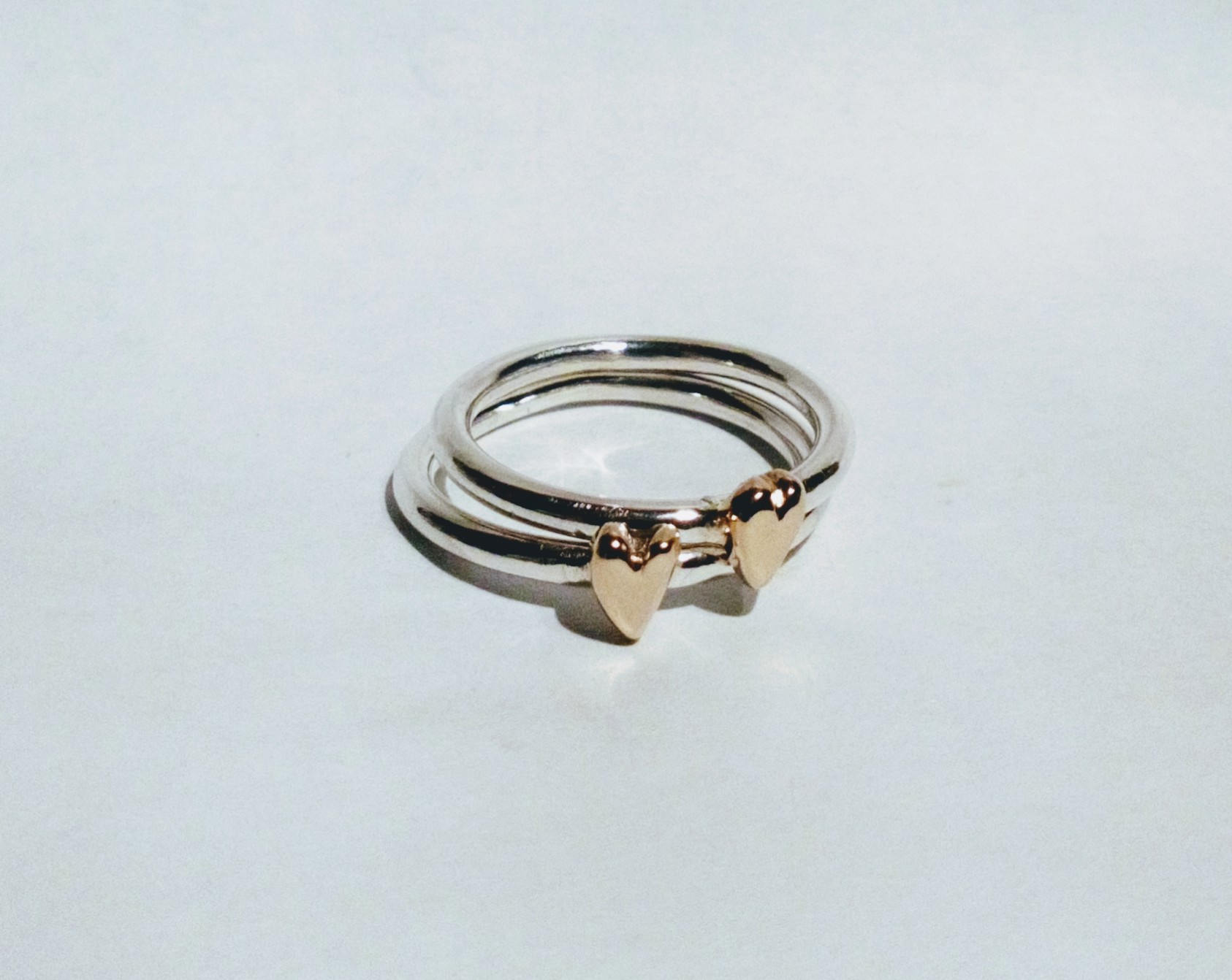 BFF ring set two matching rings with solid gold heart Best Etsy