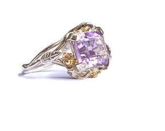 Entwined Garden Amethyst one-of-a-kind gold and silver artisan ring