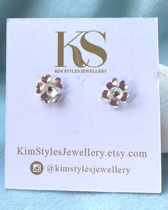 Primrose Flower Stud Earrings Hand Cut and Formed in Sterling Silver Floral Earrings Etsy Australia