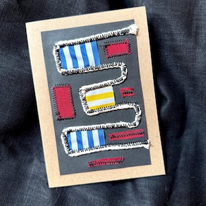 Carte postale artisanale / Carte tissée / Carte fait-main / Carte créative