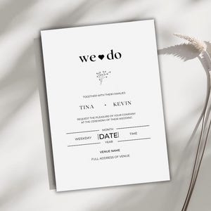 White and Black Simple Wedding Invitation