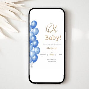Baby Shower Blue Balloon Invite