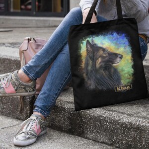 Two sided Cotton Canvas Tote Bag, Animal Lover Gift, Eco-Friendly Shopping Bag, Art Tote, Dog Lover Accessory-both sides printed