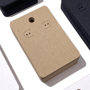 USA 25ct Hoop Earring Display Card: Leverback double-hole, 2x3" Kraft, White or Black Cardstock 125lbs, Made in USA