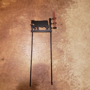 Cow and calf rain gauge /Cattle yard decor / Rustic Livestock show/ Plasma cut metal weather station / Yard decor. / Buyers gift 4H / ST1