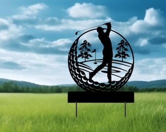 Golf Wall Art: Plasma Cut Metal Decoration, Yard Stake
