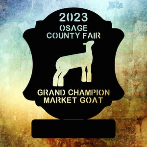 Standup livestock award, medal or sign. Custom plasma cut personalized Goat Sheep, Pig, Steer, poultry, rabbit, or dairy. Trophy. Buyer gift