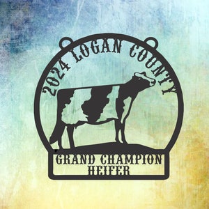Dairy  cow, heifer.  Personalized livestock show award, trophy, plaque.  Grand, Reserve champion, showman. Holstein, jersey,