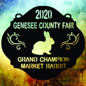 Personalized livestock rabbit show award, trophy, ribbon, plaque.  Grand champion custom, pen sign.