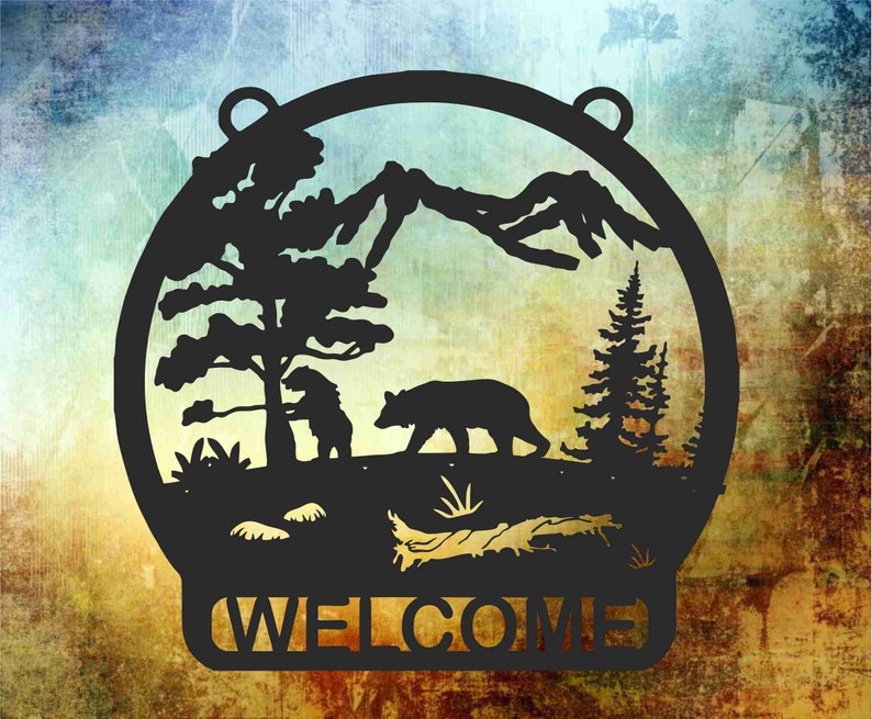 18 plasma cut bear in the woods metal wall or yard | Etsy
