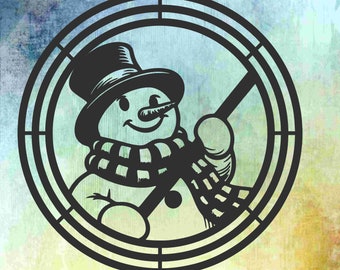 Snowman Wreath Rail: Winter Metal Art, Plasma Cut Frame