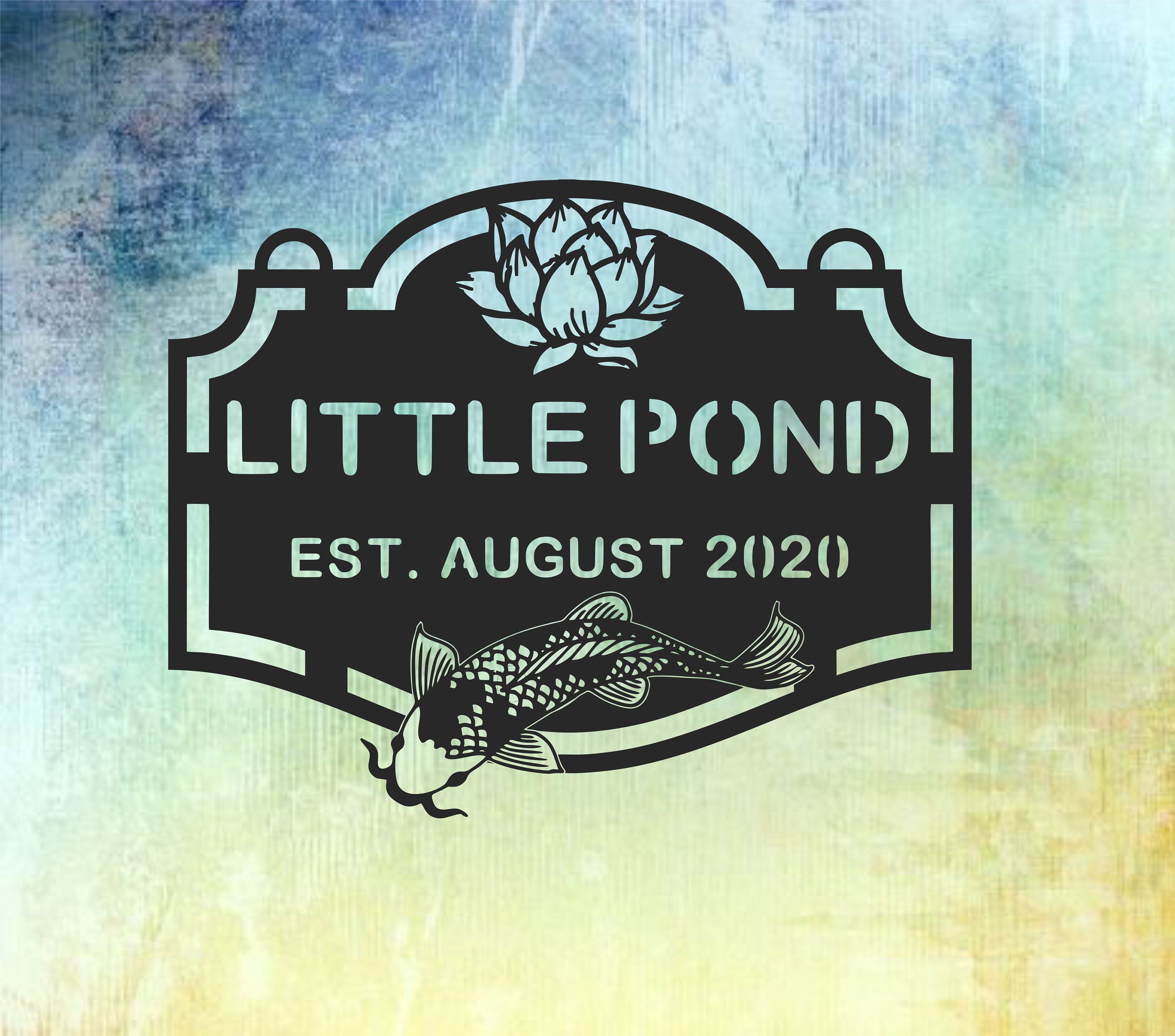 Koi fish pond metal plasma cut personalized sign or yard stake. Custom koi sign.  Great gift for mother, father, grandmother, or grandfather