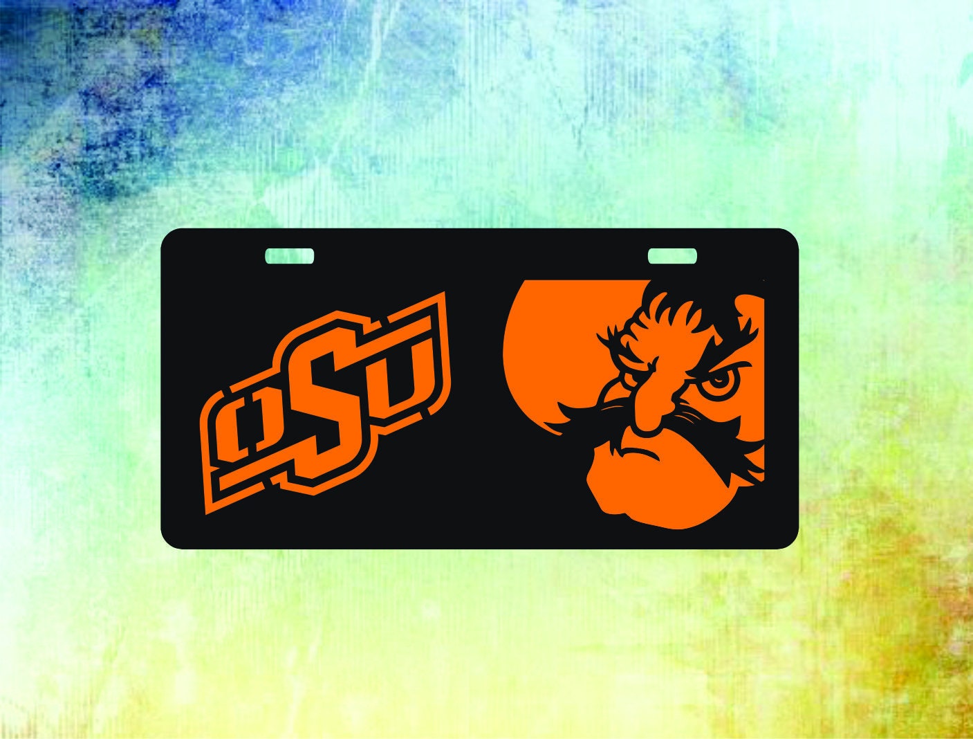 Pistol Pete Oklahoma State Cowboys Metal License Plate