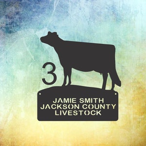 Dairy cow-heifer award, banner, pen sign. Plasma cut metal personalized custom sign.  Dairy show signs.
