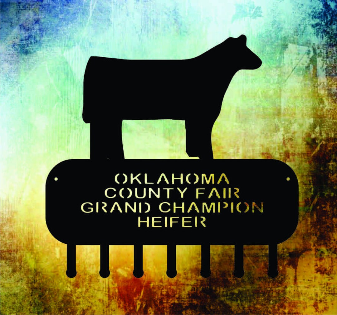 Show Heifer Ribbon Holder Award or Key Rack / Pen, Stall, Barn, or Farm Sign / Livestock Award