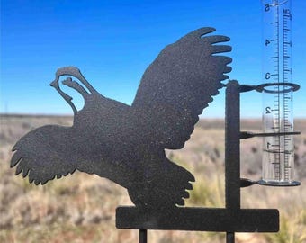 Metal Quail Rain Gauge: Yard Art, Garden Decor