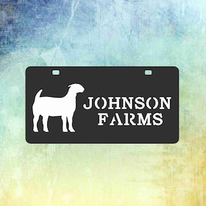 Goat license plate.  Car-truck vanity tag. Livestock custom and personalized. Farm tag. Brand