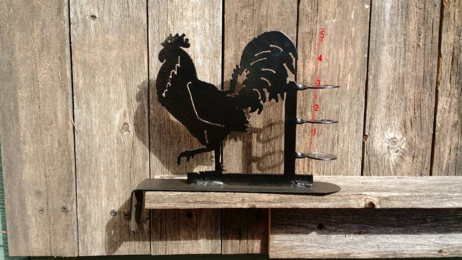 Rooster rain gauge. Chicken coop. Rooster rustic decoration. Etsy
