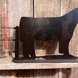 Show Steer rain gauge / Livestock show buyer gift / Plasma cut yard decor. /  Farm or  stock show /  Father&#39;s Day / Weather station / ST1