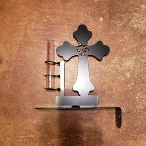 Cross rain gauge / Yard decoration / Rustic metal art / Weather station / Weathervane / Gift / father / men gift / mom gift / Faith /