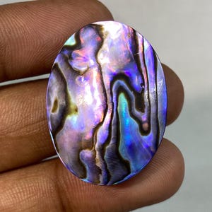 Cabujón de concha de abulón natural de primera calidad, forma ovalada, piedra preciosa suelta para joyería - Piedra preciosa de concha iridiscente, 42 ct., 31 x 23 x 7 mm