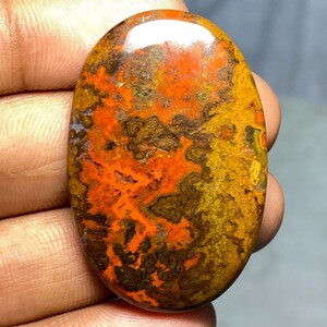 Natural Seam Agate Cabochon, Seam Agate Gemstone For Making Jewelry, Pendant Stone, Loose Stone, Seam Agate Crystal, ( 64.80 Cts 41x27x6 MM)