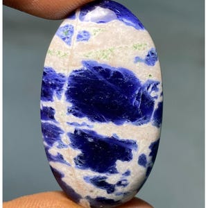 Cabochon de sodalite, pierres précieuses naturelles de sodalite polies à la main, taille des pierres précieuses en vrac 40 x 22 x 7 mm, utilisation pour la fabrication de bijoux, cadeau pour elle, 46,55 cts