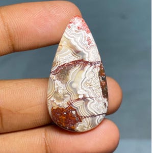 Cabochon de pierre d'agate folle en dentelle Agate folle en dentelle, Pierre lâche d'agate en dentelle folle, Bijoux semi-précieux en agate dentelle folle 30,95 Cts. 39x20x2 mm
