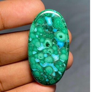 Cabochon chrysocolle et malachite, pierre de cristal verte, cabochon pour pendentif, pour la fabrication de bijoux, cadeau pour mère - 37 x 21 x 5 mm, 40,80 ct