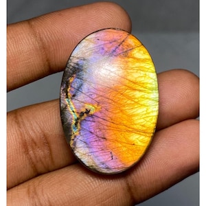 Natuurlijke multi-brand labradoriet cabochon ovale vorm paarse labradoriet voor sieraden groothandel labradoriet maken 56,80 karaat, 36 x 247 x 7 mm