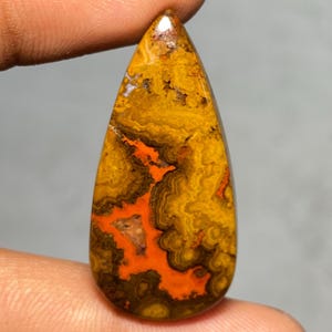Seam Agate Cabochon, Natürlicher Seam Agate Edelstein für die Herstellung von Schmuck, Anhänger Stein, Loser Stein, Seam Agate Crystal Pear Form, 28.70 Cts