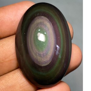 Cabujón de obsidiana semipreciosa de forma ovalada, de alta calidad, 100 % natural, piedra preciosa suelta de obsidiana arcoíris, fabricación de joyas, 41 x 27 x 11 mm, 73,85 quilates.