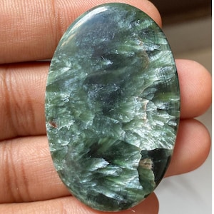 Cabochões de serafinita, pedra preciosa de serafinita, pedra solta, serafinita natural semipreciosa, fabricação de joias de serafinita (77,35 cts, 47 x 31 x 6 mm)